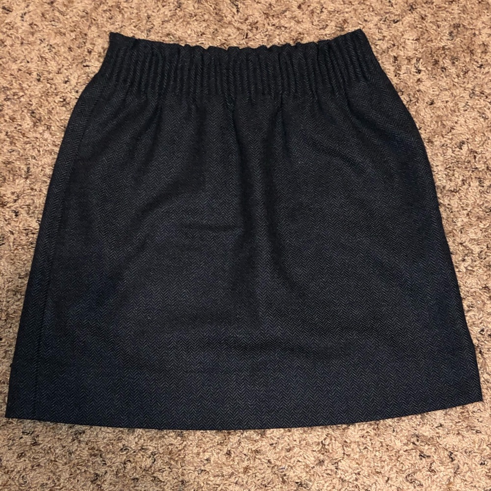 J. Crew Size 00 Grey Herringbone Wool Mini Skirt